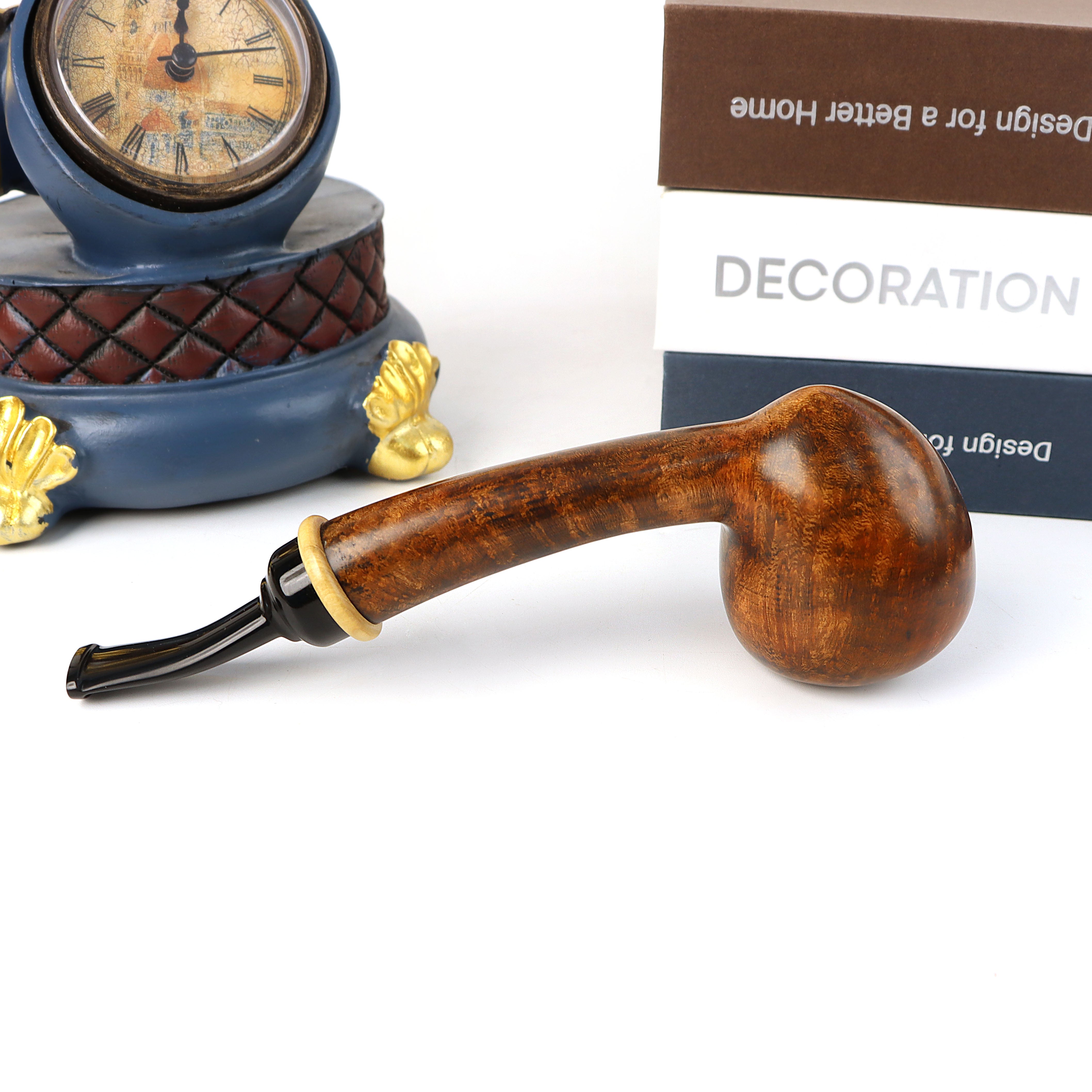 IDEA PIPES Handmade Briar Wood Tobacco Pipes Acorn Shape with Ebonite And Acrylic Stem