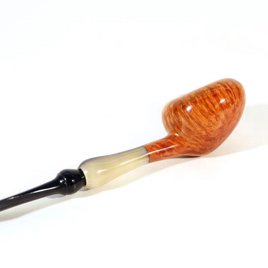 Long Stem Small Tomato-Shaped Briar Wood Tobacco Smoking Pipe – Handcrafted Wooden Pipe for Men, Pack of 12 for Collectors & Retail