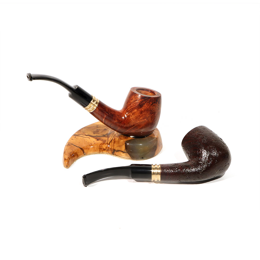 Handmade 1/4 Bent Briar Wood Tobacco Pipes Smooth And Sandblast Finished With Ebonite Stem