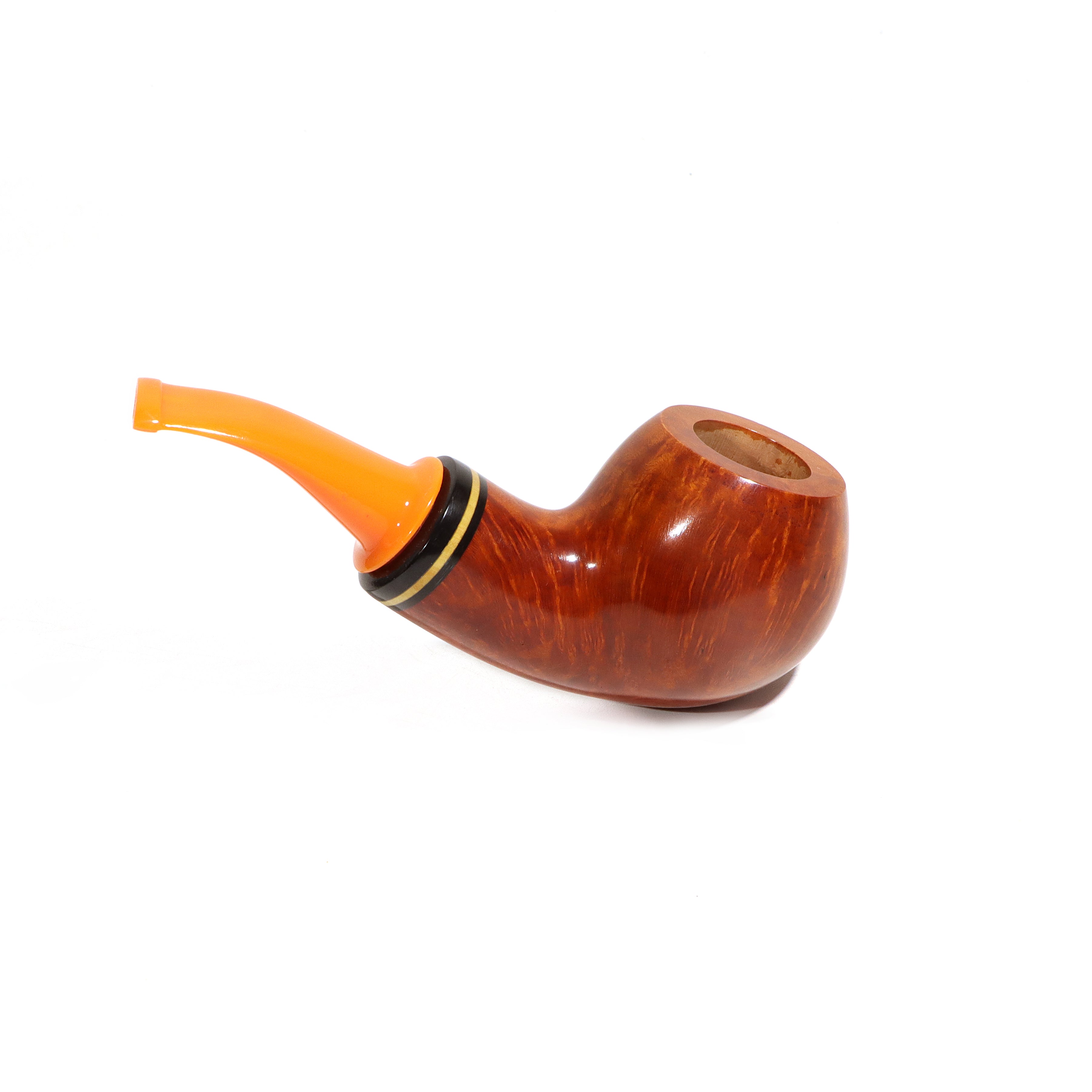 Handmade Briar Wood Tobacco Pipes Hollow Shank Apple Shape With Acrylic and Ebonite Stem
