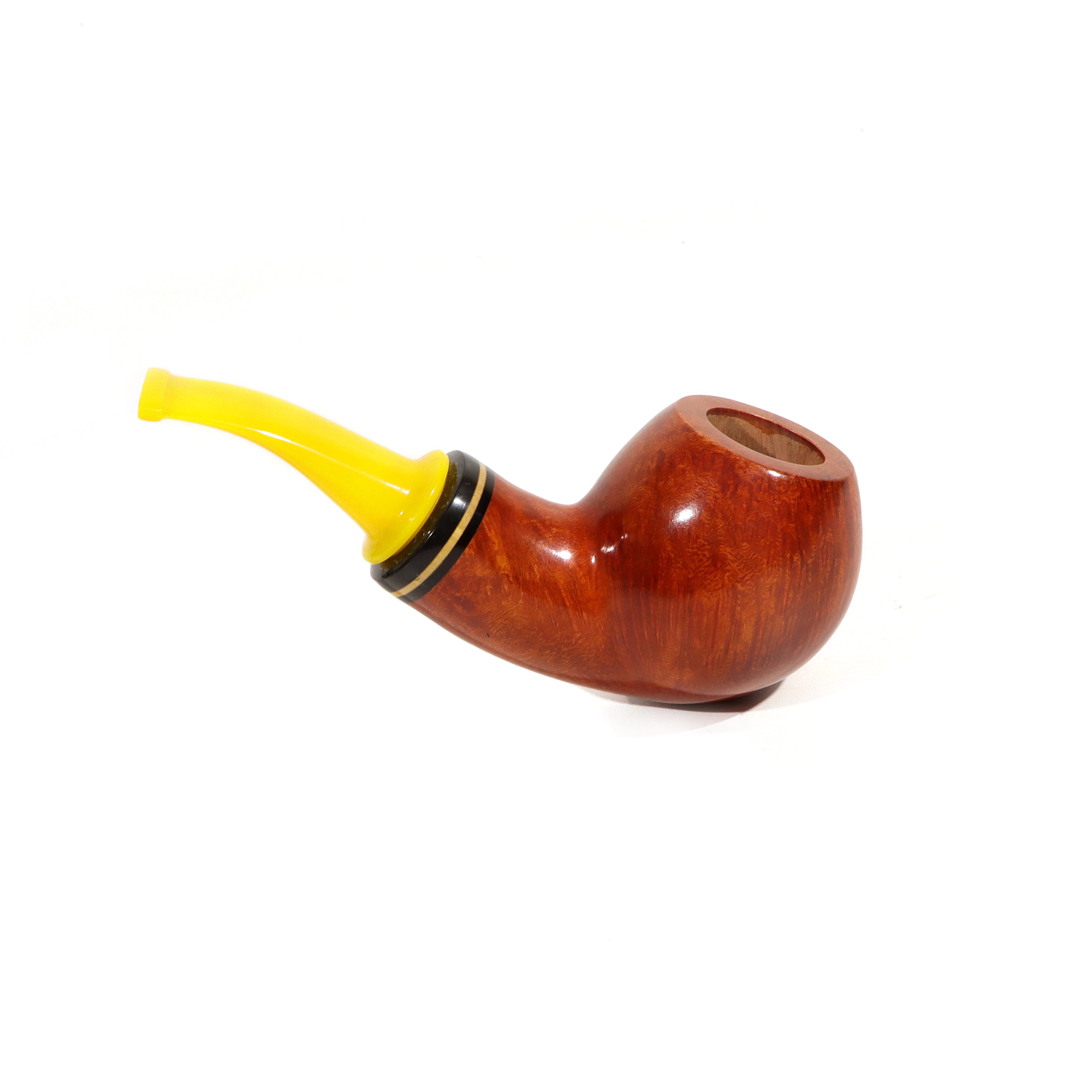 Handmade Briar Wood Tobacco Pipes Hollow Shank Apple Shape With Acrylic and Ebonite Stem